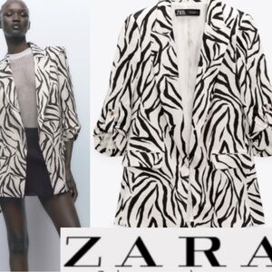 Rolled-Sleeve Zebra Blazer XS